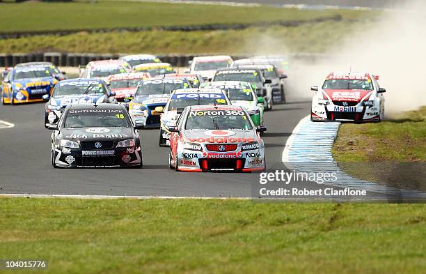 General view of the start of race 17 for round nine of the V8 Supercar Championship Series at Phillip Island Grand Prix Circuit on September 12, 2010...