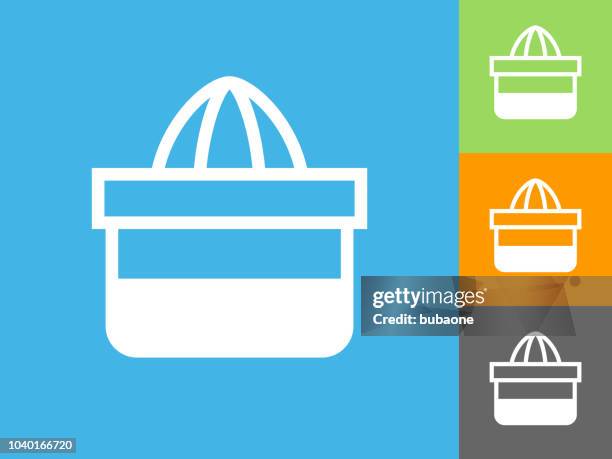 juice squeezer flat icon on blue background - squeeze stock illustrations
