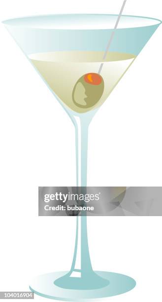 martini-glas, bars, wodka, olivgrün, stroh - dirty martini stock-grafiken, -clipart, -cartoons und -symbole