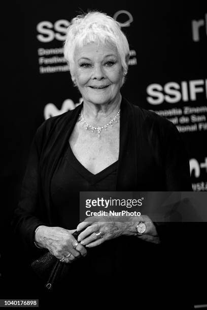 Image was converted to black and white)Actress Judi Dench attends 'Red Joan' premiere during the 66th San Sebastian International Film Festival at...