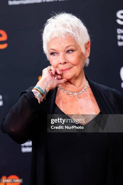 Actress Judi Dench attends 'Red Joan' premiere during the 66th San Sebastian International Film Festival at Kursaal Palace on September 25, 2018 in...