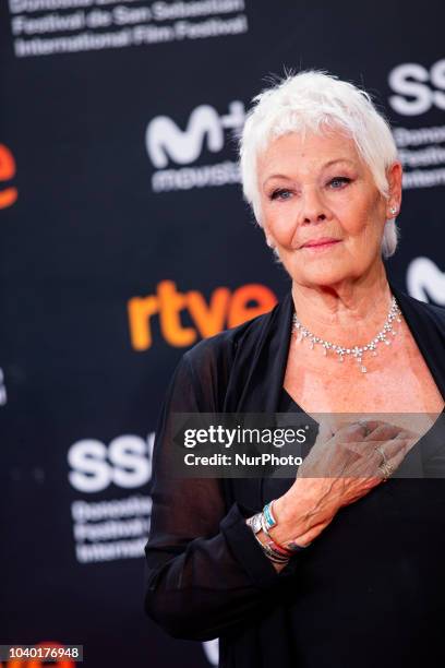 Actress Judi Dench attends 'Red Joan' premiere during the 66th San Sebastian International Film Festival at Kursaal Palace on September 25, 2018 in...