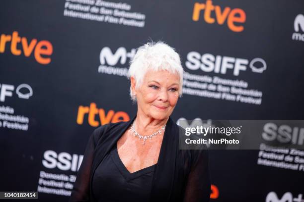 Actress Judi Dench attends 'Red Joan' premiere during the 66th San Sebastian International Film Festival at Kursaal Palace on September 25, 2018 in...