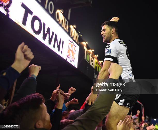 Dundalk , Ireland - 25 September 2018; Patrick Hoban of Dundalk celebrates following his side's victory during the SSE Airtricity League Premier...