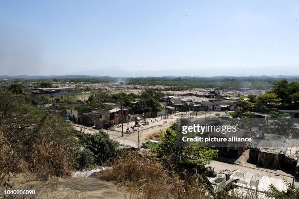 View over the slums of Gramacho in Rio de Janeiro, Brazil, 13 August 2016. Here hundreds of people live in simple wooden shacks without water, the...