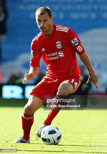 Milan Jovanovic of Liverpool in action during the Barclays Premier League match between Birmingham City and Liverpool at St Andrew's Stadium on...