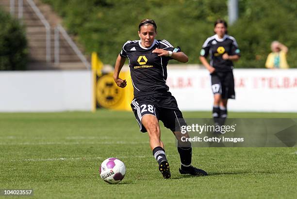 Sandra Smisek of Frankfurt during the Women's bundesliga match between FCR Duisburg and FFC Frankfurt at the PCC-Stadium on September 11, 2010 in...