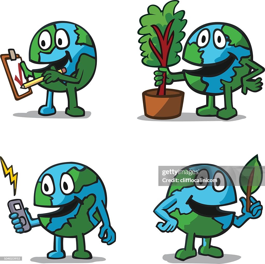 Group of Green Earth Icons