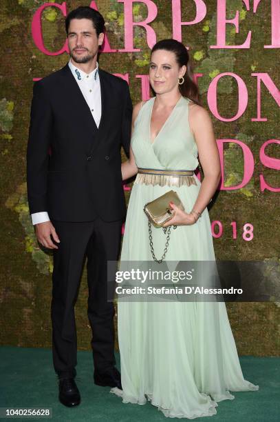 Cristhopher Leoni and Francesca Versace attend the Green Carpet Fashion Awards at Teatro Alla Scala on September 23, 2018 in Milan, Italy.