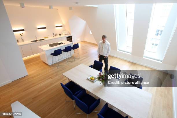 Xing founder and building contractor of the 'Apartimentum,' Lars Hinrichs, stands in the eating area of 260-square-meter apartment in the...