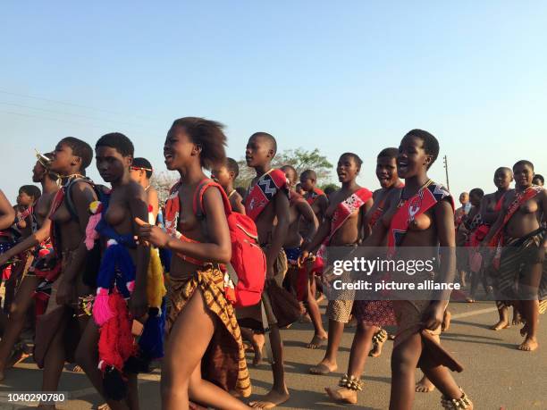 Young women rehearse the Umhlanga dance in Ludzidzini, Swaziland, 30 August 2015. The traditional Umhlanga or Reed dance, in which thousands of young...