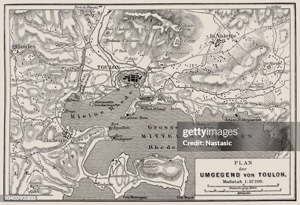 plan of the surrounding of toulon - soldier mapping stock illustrations