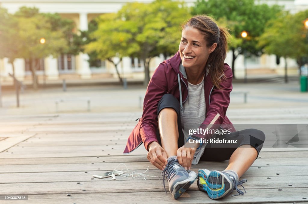 Woman wearing sport shoes