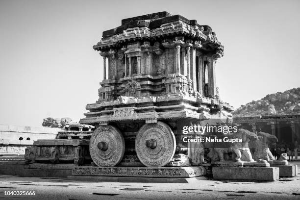 stone chariot - vittala temple, hampi, india. - hampi stock pictures, royalty-free photos & images