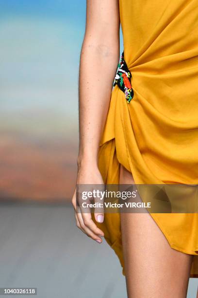 Model walks the runway at the Roberta Einer Ready to Wear Spring/Summer 2019 fashion show during London Fashion Week September 2018 on September 18,...