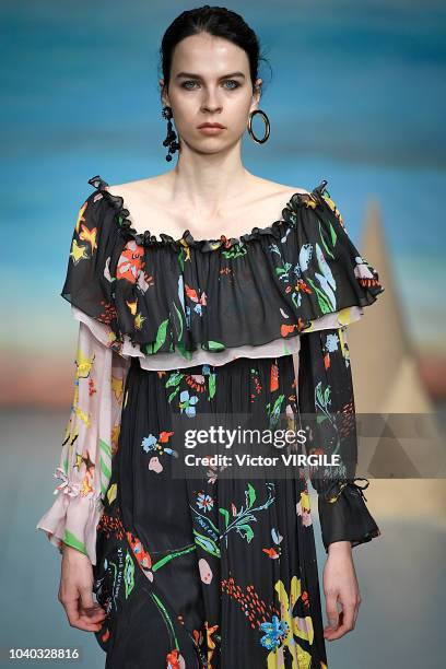 Model walks the runway at the Roberta Einer Ready to Wear Spring/Summer 2019 fashion show during London Fashion Week September 2018 on September 18,...