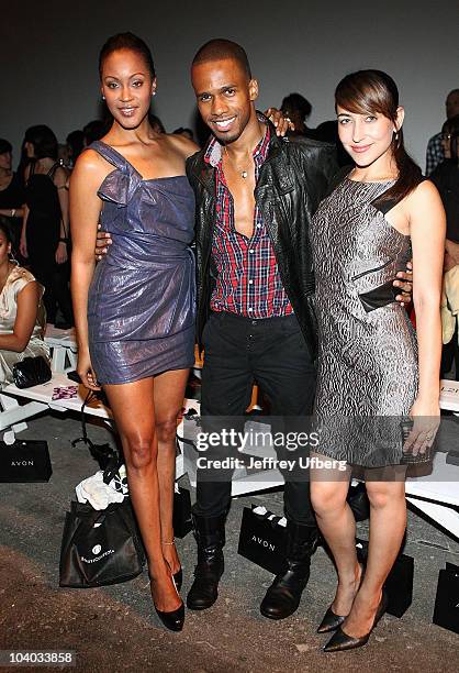 Singer Shontelle, actor/singer Eric West and singer/actress Jeannie Ortega attends the Cynthia Steffe Spring 2011 fashion show during Mercedes-Benz...