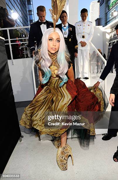 Lady Gaga arrives at the 2010 MTV Video Music Awards held at Nokia Theatre L.A. Live on September 12, 2010 in Los Angeles, California.