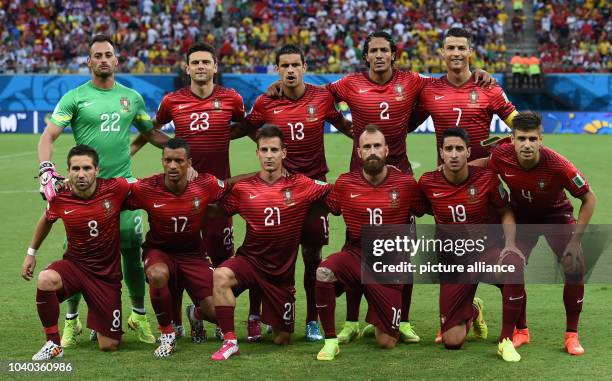 Portugal's players goalkeeper Beto, Helder Postiga, Ricardo Costa, Bruno Alves Cristiano Ronaldo, Joao Moutinho, Nani, Joao Pereira, Raul Meireles,...