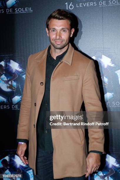 Rugby player Vincent Clerc attends the "16 Levers de Soleil" Paris Premiere at Le Grand Rex on September 25, 2018 in Paris, France.