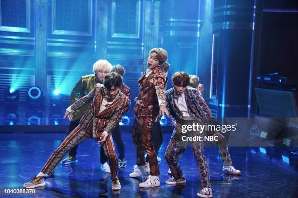 Episode 0931 -- Pictured: Band BTS performs "I'm Fine" on September 25, 2018 --