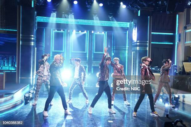 Episode 0931 -- Pictured: Band BTS performs "I'm Fine" on September 25, 2018 --