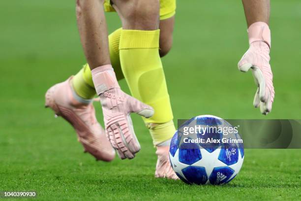 Goalkeeper Iker Casillas of Porto pics up the ball during the Group D match of the UEFA Champions League between FC Schalke 04 and FC Porto at...