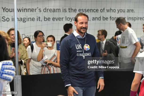 Haakon, Crown Prince of Norway attends the 3rd Annual Global Goals World Cup at the SAP Leonardo Centre on September 25, 2018 in New York City.