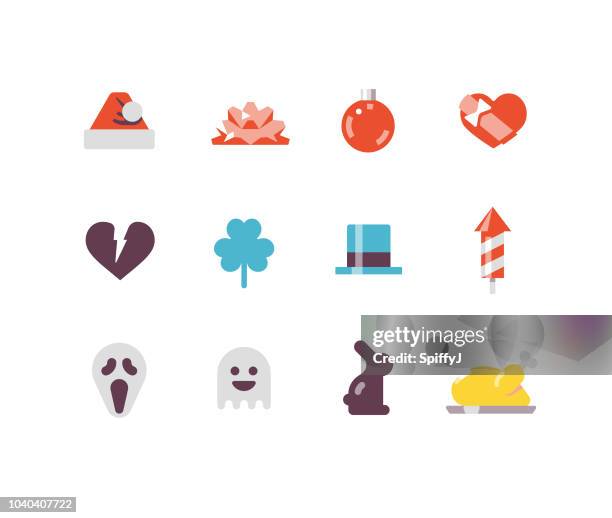 holidays flat icons - scary easter bunny stock illustrations