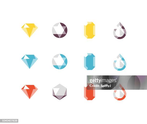 jewels flat icons - diamond gemstone stock illustrations
