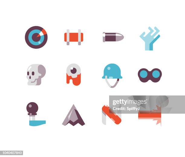 military flat icons - control room stock illustrations