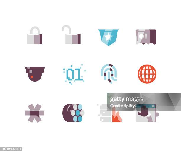 security flat icons - fibre optic icon stock illustrations