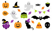 Halloween stickers. Isolated on white. Vector
