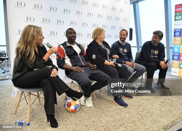 Female Quotient CEO Shelley Zalis, Recording artist Akon, Prime Minister of Norway Erna Solberg, Haakon, Crown Prince of Norway, and Actor Nikolaj...