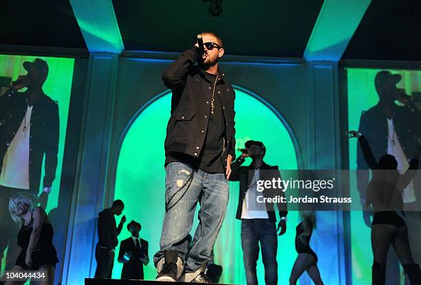 The musical group Audio-ology performs at the VMA Afterparty Debuting Audio-ology Hosted By Ne-Yo at Boulevard3 on September 12, 2010 in Hollywood,...