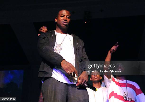 Gucci performs at the VMA Afterparty Debuting Audio-ology Hosted By Ne-Yo at Boulevard3 on September 12, 2010 in Hollywood, California.