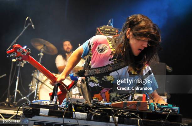 John Famiglietti of Health performs on the Dance Stage during the third and final day of the Reading Festival on August 29, 2010 in Reading, England.