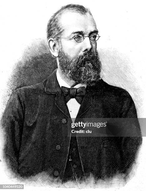 ilustraciones, imágenes clip art, dibujos animados e iconos de stock de retrato de robert koch, médico alemán, microbiólogo e higienista, 1843-1910 - microbiologist