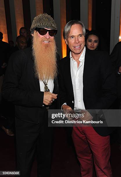 Billy Gibbons and Tommy Hilfiger attend the Tommy Hilfiger 25th anniversary celebration at The Metropolitan Opera House on September 12, 2010 in New...