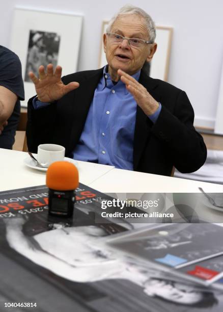 Photographer Steve Schapiro speaks at a press conference on his exhibition 'Steve Schapiro, Then and Now, A Retrospective', which is being set up at...