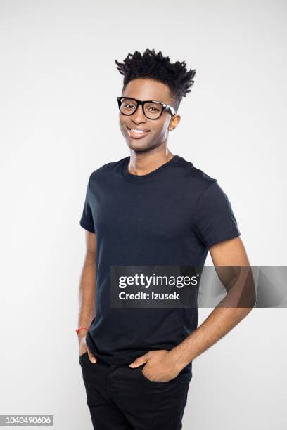 handsome afro american man in black casuals - smart casual white background stock pictures, royalty-free photos & images