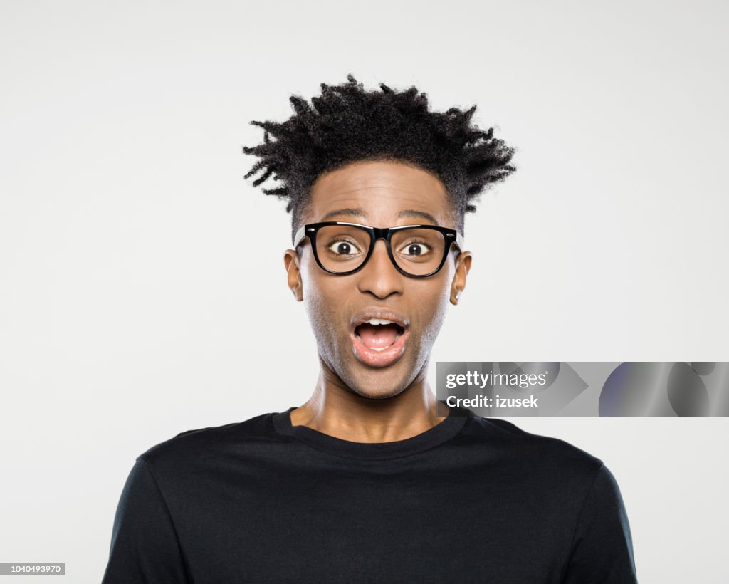 Surprised afro american man