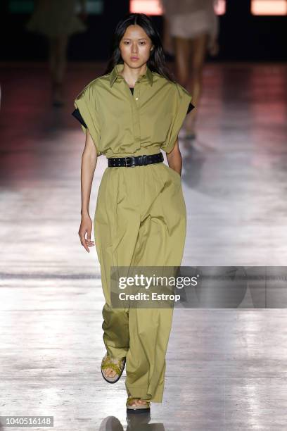 Model walks the runway at the Alberta Ferretti show during Milan Fashion Week Spring/Summer 2019 on September 19, 2018 in Milan, Italy.