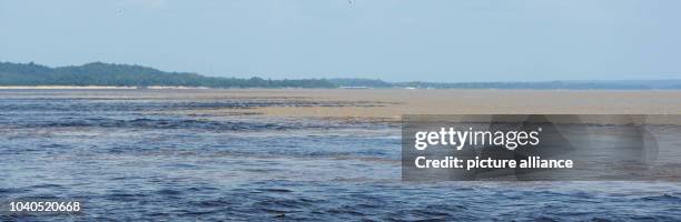 View of the confluence of the Solimões, the upper stretch of the Amazon River, and the Rio Negro near Manaus, Brazil, 11 December 2013. Photo: MARCUS...