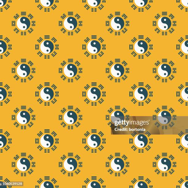 yin yang i ching seamless pattern - yin yang background stock illustrations