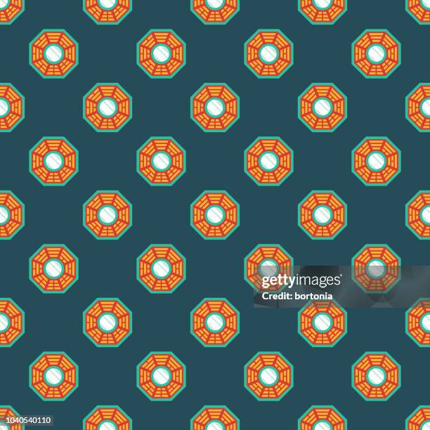 feng shui seamless pattern - mirror background stock illustrations
