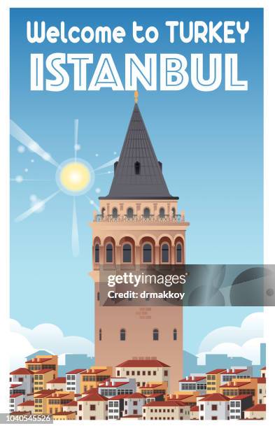 istanbul - galata tower stock-grafiken, -clipart, -cartoons und -symbole