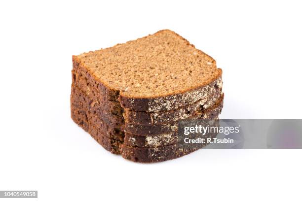 sliced of rye bread, isolated on white background - sliced bread tower stock pictures, royalty-free photos & images