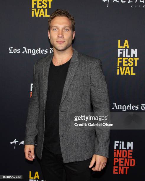 Jai Courtney arrives at the 2018 LA Film Festival - Gala Screening of 'The Oath' at ArcLight Hollywood on September 25, 2018 in Hollywood, California.