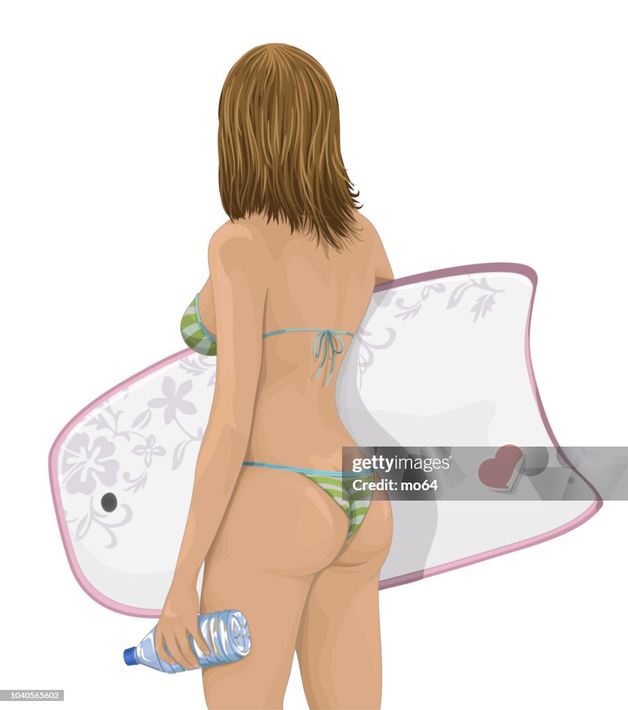 Bodyboarder isolated